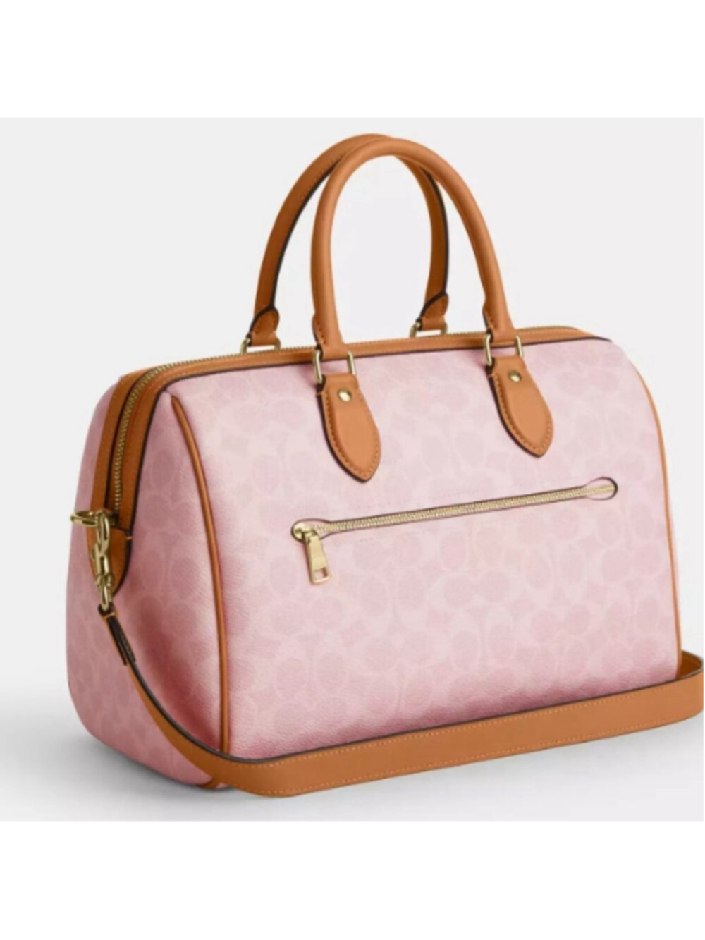 NEW Authentic Coach Large Rowan Satchel In Pink Signature Canvas With Charms NWT - Picture 2 of 12